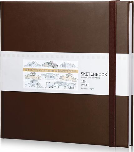 Moinchore Square Sketchbook 8 x 8 Inch Hardcover Art Sketch Book Drawing Papers 120 Pages, Mixed Media Journal Notebook with Elastic Closure Sketchbook for Drawing(Black) in Saudi Arabia