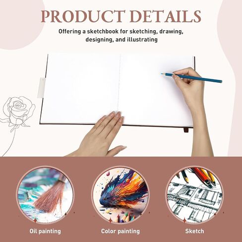 Moinchore Square Sketchbook 8 x 8 Inch Hardcover Art Sketch Book Drawing Papers 120 Pages, Mixed Media Journal Notebook with Elastic Closure Sketchbook for Drawing(Black) in Saudi Arabia