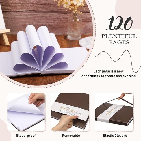 Moinchore Square Sketchbook 8 x 8 Inch Hardcover Art Sketch Book Drawing Papers 120 Pages, Mixed Media Journal Notebook with Elastic Closure Sketchbook for Drawing(Black) in Saudi Arabia