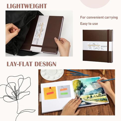 Moinchore Square Sketchbook 8 x 8 Inch Hardcover Art Sketch Book Drawing Papers 120 Pages, Mixed Media Journal Notebook with Elastic Closure Sketchbook for Drawing(Black) in Saudi Arabia