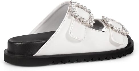 STUNAHOME Women's Flat Platform Sandals Adjustable Double Strap Slip on Leather Open Toe Footbed Sandals in Saudi Arabia