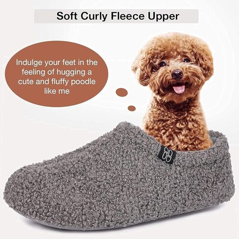 شبشب لوفر من الفرو المجعد من HomeTop للسيدات مع بطانة من الصوف القطبي (عبوة من 7 إلى 8/2 US) in Kuwait