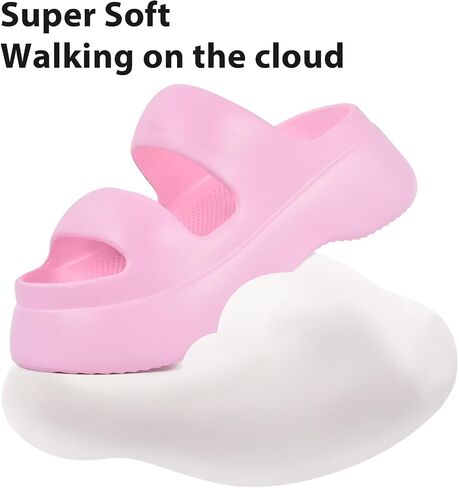 JACKSHIBO Platform Sandals for Women Arch Support Cloud Slides Recovery Thick Sole Pillow Slippers Slip on Summer Beach Shoe in Saudi Arabia