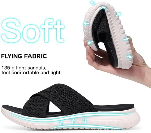 TEMOFON Slides for Women Wide Width Sandals: Comfort Arch Support Flat Sandals, Breathable Summer Beach Sandals, Lightweight Walking Slide Size 5-9 in Saudi Arabia