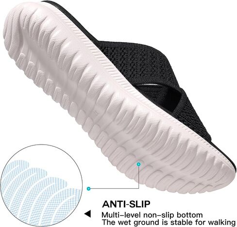 TEMOFON Slides for Women Wide Width Sandals: Comfort Arch Support Flat Sandals, Breathable Summer Beach Sandals, Lightweight Walking Slide Size 5-9 in Saudi Arabia