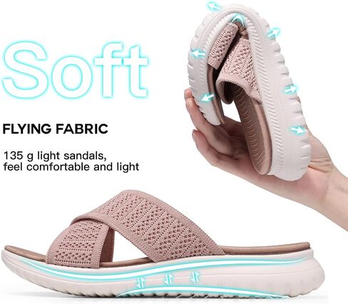 TEMOFON Slides for Women Wide Width Sandals: Comfort Arch Support Flat Sandals, Breathable Summer Beach Sandals, Lightweight Walking Slide Size 5-9 in Saudi Arabia