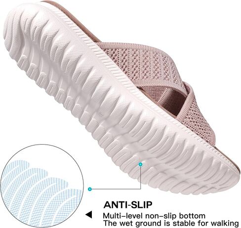 TEMOFON Slides for Women Wide Width Sandals: Comfort Arch Support Flat Sandals, Breathable Summer Beach Sandals, Lightweight Walking Slide Size 5-9 in Saudi Arabia