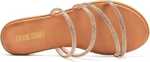 Frank Mully Womens Slide Sandals Open Toe Rhinestone Straps Slip On Beach Slide Casual Dressy Flats Sandal for Women Summer in Saudi Arabia