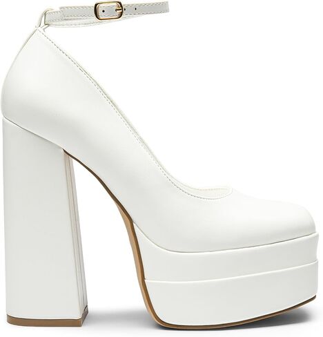DREAM PAIRS Women's Mary Jane Platform Heel Pumps | 5.5" Block Heel, Y2K Mary Jane Shoes, Square Toe, Durable TPR Outsole in Saudi Arabia