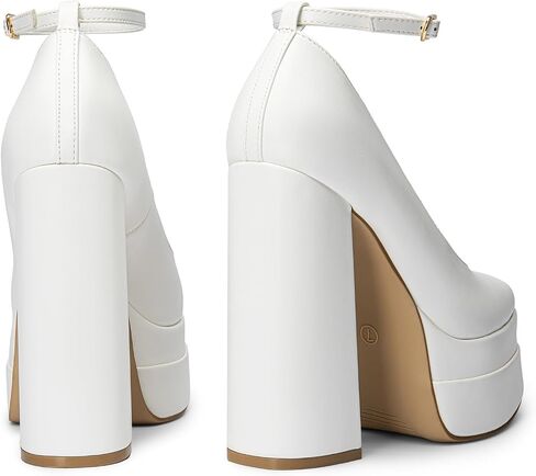 DREAM PAIRS Women's Mary Jane Platform Heel Pumps | 5.5" Block Heel, Y2K Mary Jane Shoes, Square Toe, Durable TPR Outsole in Saudi Arabia