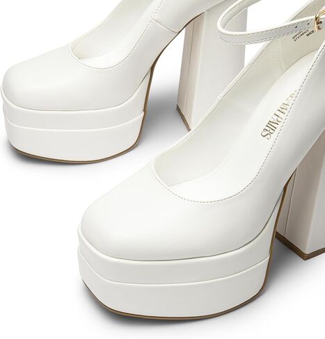 DREAM PAIRS Women's Mary Jane Platform Heel Pumps | 5.5" Block Heel, Y2K Mary Jane Shoes, Square Toe, Durable TPR Outsole in Saudi Arabia