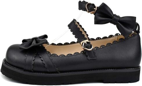 100FIXEO Women's Ankle Strap Platform Mary Janes Kawaii Goth Shoes with Bows in Kuwait