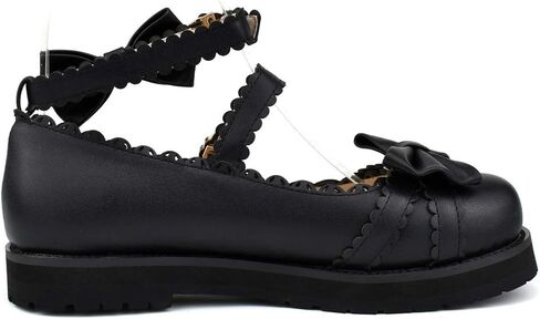 100FIXEO Women's Ankle Strap Platform Mary Janes Kawaii Goth Shoes with Bows in Kuwait