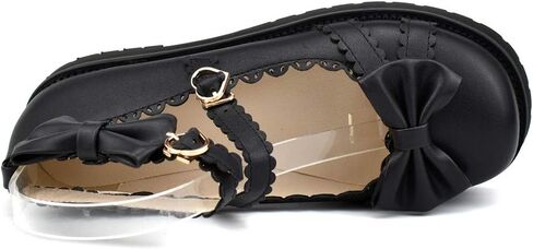 100FIXEO Women's Ankle Strap Platform Mary Janes Kawaii Goth Shoes with Bows in Kuwait