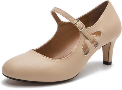 MAIERNISI JESSI Unisex Men's Women's Mary Jane Pumps Round Toe Kitten Heel Hollow Out Shoes in Kuwait
