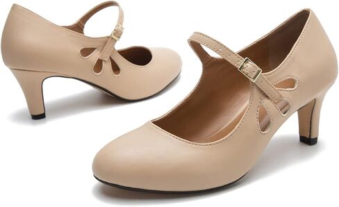 MAIERNISI JESSI Unisex Men's Women's Mary Jane Pumps Round Toe Kitten Heel Hollow Out Shoes in Kuwait