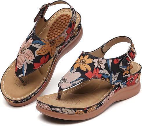 Tilocow Sandals for Women High Arch Support Flip Flops Wedge Sandals Comfortable Beach Shoes Dressy Summer Casual Sandals in Saudi Arabia