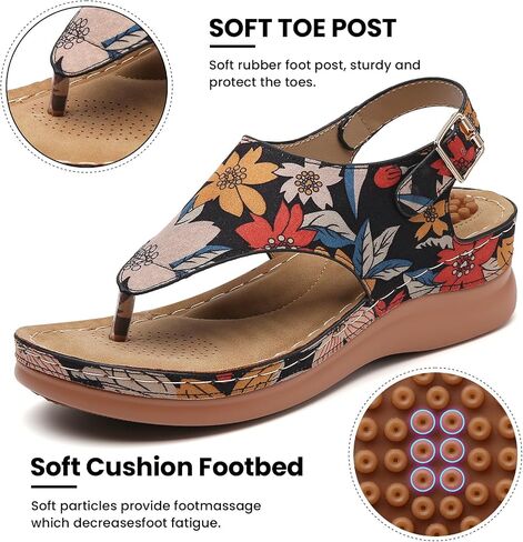 Tilocow Sandals for Women High Arch Support Flip Flops Wedge Sandals Comfortable Beach Shoes Dressy Summer Casual Sandals in Saudi Arabia