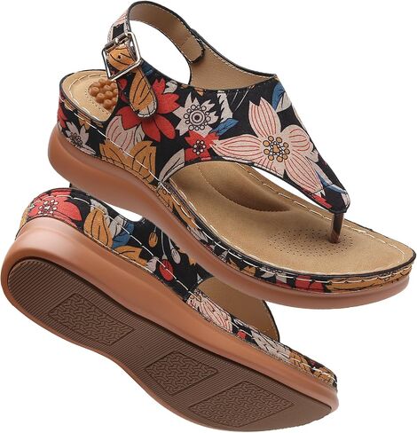Tilocow Sandals for Women High Arch Support Flip Flops Wedge Sandals Comfortable Beach Shoes Dressy Summer Casual Sandals in Saudi Arabia