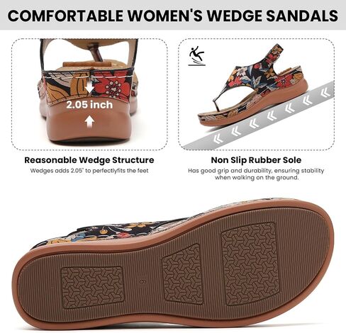 Tilocow Sandals for Women High Arch Support Flip Flops Wedge Sandals Comfortable Beach Shoes Dressy Summer Casual Sandals in Saudi Arabia