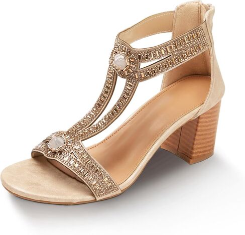 FRALOSHA Block Heels for Women Open Toe Rhinestones Ankle Strap Sandals Chunky Wedding Party Shoes in Saudi Arabia