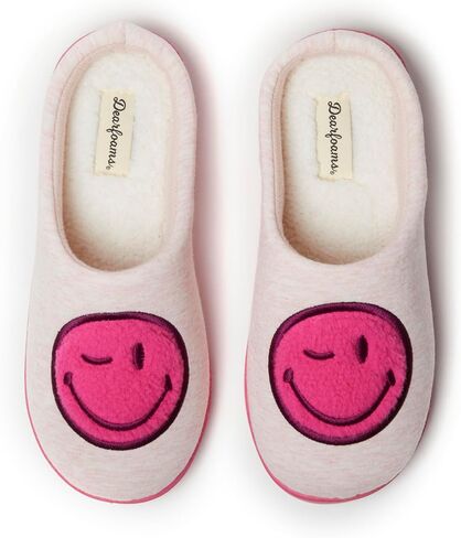 Dearfoams unisex-adult Women's and Men's Smile Icon Retro Preppy Slipper in Saudi Arabia