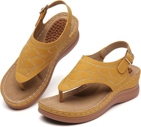 Tilocow Sandals for Women High Arch Support Flip Flops Wedge Sandals Comfortable Beach Shoes Dressy Summer Casual Sandals in Saudi Arabia
