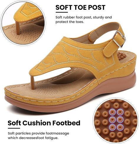 Tilocow Sandals for Women High Arch Support Flip Flops Wedge Sandals Comfortable Beach Shoes Dressy Summer Casual Sandals in Saudi Arabia
