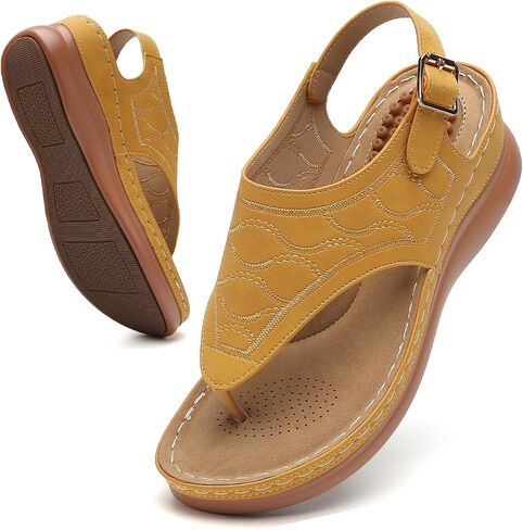 Tilocow Sandals for Women High Arch Support Flip Flops Wedge Sandals Comfortable Beach Shoes Dressy Summer Casual Sandals in Saudi Arabia