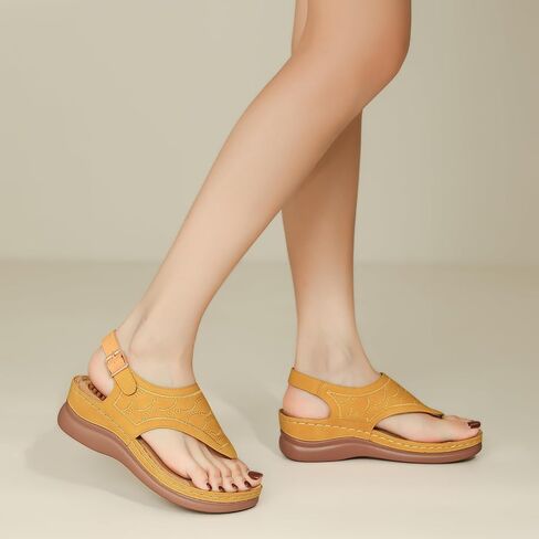 Tilocow Sandals for Women High Arch Support Flip Flops Wedge Sandals Comfortable Beach Shoes Dressy Summer Casual Sandals in Saudi Arabia
