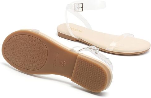 Tilocow Clear Sandals for Women Ankle Strap Open Toe Flat Sandals Daily Work Casual Summer Shoes in Saudi Arabia