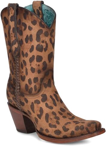 Corral Boots حريمي Ld طباعة الفهد للكاحل ضيق عند الأصابع حذاء كاجوال بكعب متوسط ​​للكاحل 2-3 بوصة - بني in Saudi Arabia