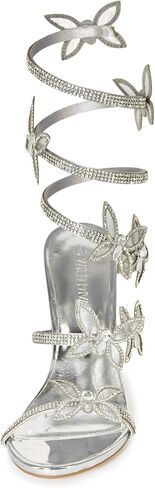 Women's Morris-581 Rhinestone Butterfly Detail Spiral Coil Wrap Around Chunk Heel in Kuwait