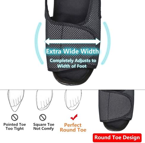 MEJORMEN Womens Diabetic Shoes Edema Comfortable Sandal Open Toe Extra Wide Width Roomy Adjustable Touch Close Strap House Slippers for Swollen Feet Arthritis Elderly Mother Woman in Saudi Arabia