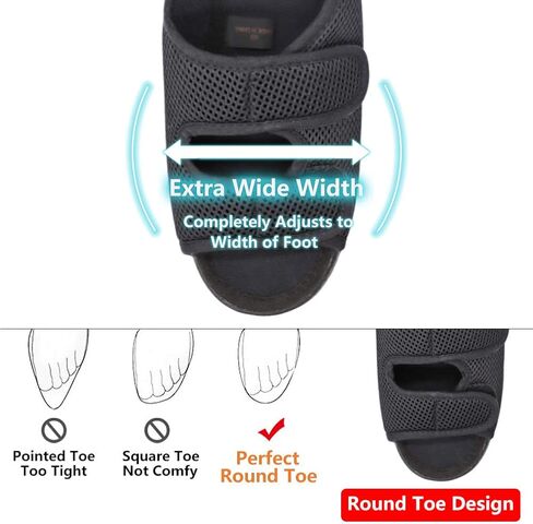 MEJORMEN Womens Diabetic Shoes Edema Comfortable Sandal Open Toe Extra Wide Width Roomy Adjustable Touch Close Strap House Slippers for Swollen Feet Arthritis Elderly Mother Woman in Saudi Arabia