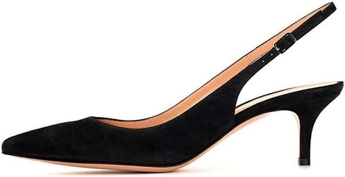 Slingback Pumps, Women's Pointed Toe Low Heel Sandals Slingback Strap Kitten Heel Pumps Evening Party Wedding Shoes in Kuwait