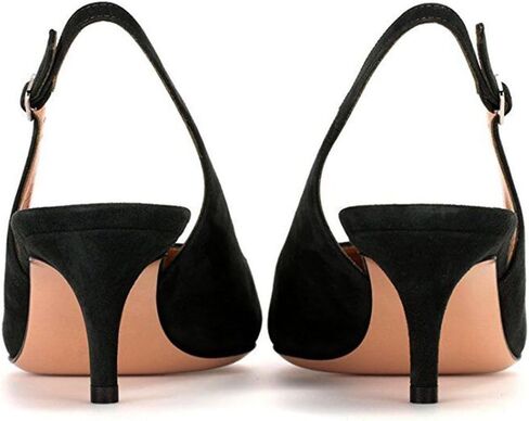Slingback Pumps, Women's Pointed Toe Low Heel Sandals Slingback Strap Kitten Heel Pumps Evening Party Wedding Shoes in Kuwait