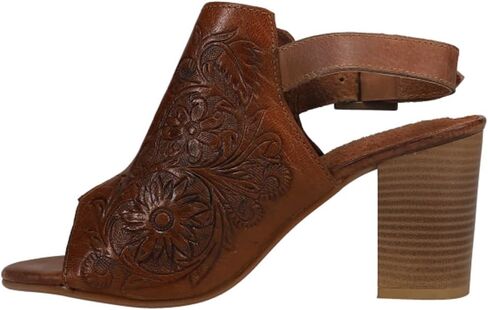 ROPER Womens Mika Floral Embossed Open Toe Shootie Pumps Dress Casual Casual High Heel 3" & Up - Brown in Saudi Arabia