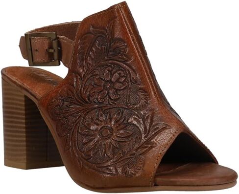 ROPER Womens Mika Floral Embossed Open Toe Shootie Pumps Dress Casual Casual High Heel 3" & Up - Brown in Saudi Arabia