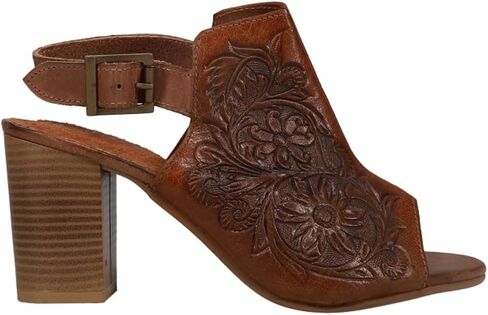 ROPER Womens Mika Floral Embossed Open Toe Shootie Pumps Dress Casual Casual High Heel 3" & Up - Brown in Saudi Arabia