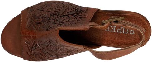 ROPER Womens Mika Floral Embossed Open Toe Shootie Pumps Dress Casual Casual High Heel 3" & Up - Brown in Saudi Arabia