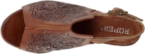 ROPER Womens Mika Floral Embossed Open Toe Shootie Pumps Dress Casual Casual High Heel 3" & Up - Brown in Saudi Arabia