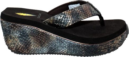 VOLATILE Womens Glimpse Diamonte Rhinestone Thong Athletic Sandals Casual High Heel 3" & Up - Beige in Saudi Arabia