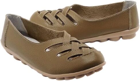 Women's Cowhide Leather Loafers Flats Sandals Slip-On in Saudi Arabia