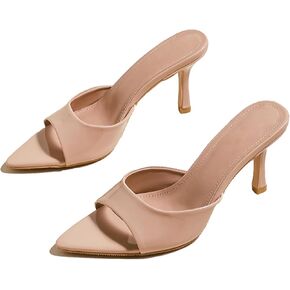 Women's Patent Leather Pointed Toe Open Toe High Heel Sandals Comfortable Slingback Slip-On Mule Sandals Fashionable Formal Party Dresses Pumps