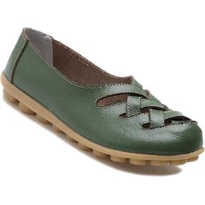 Women's Cowhide Leather Loafers Flats Sandals Slip-On
