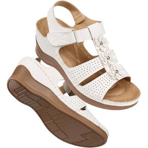 TEMOFON Womens Sandals Wedge Platform: Summer Ankle Strap Open Toe Wedge - Dressy Sandals Women - Comfortable Walking Low Sandal