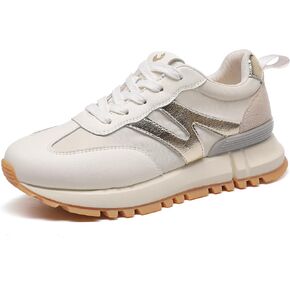 أحذية رياضية للنساء من الجلد الطبيعي من الجلد السويدي المرقعة غير قابلة للانزلاق، أحذية مشي كاجوال مريحة للجيم والتنس، أحذية رياضية نسائية على الموضة in Kuwait