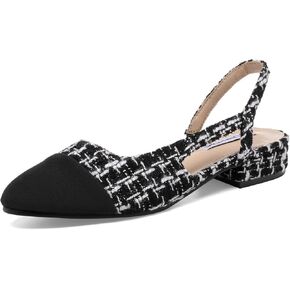 Womens Slingback Flats Two Tone Closed Round Toe Casual Pumps for Office or Fashion