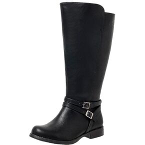 Extra Wide Calf Knee High Boots for Women, Flat Low Heel Side Zipper Tall Riding Boots Plus Size